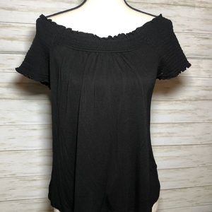 Black short sleeve off the shoulder top